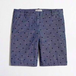 Womens J CREW Bermuda Chambray Blue POLKA DOT Shorts Sz 6